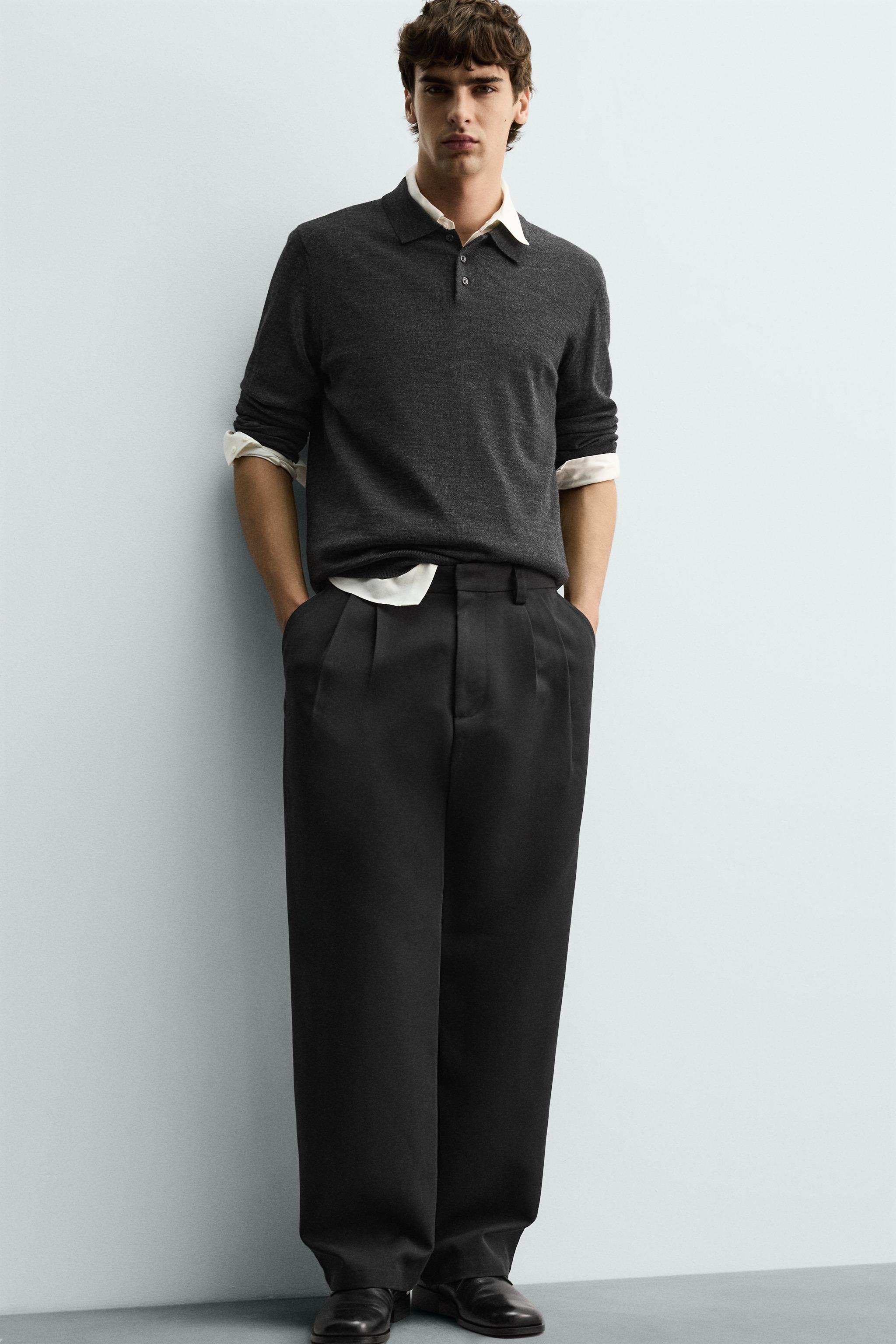 PANTALON COUPE LARGE À PLIS